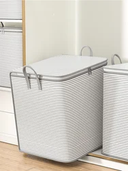 1PC Grey striped zippered storage bag, large capacity storage bag,  dustproof, suitable for home storage, classified storag