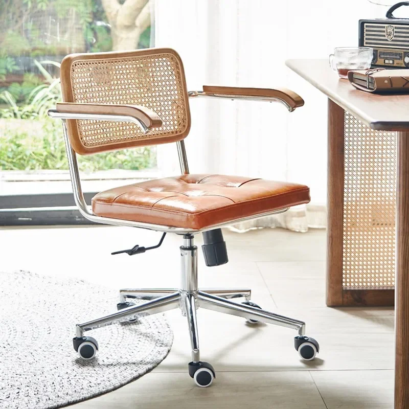 Office chair Modern simple rattan lift computer chair Nordic backrest sedentary bed and breakfast recliner