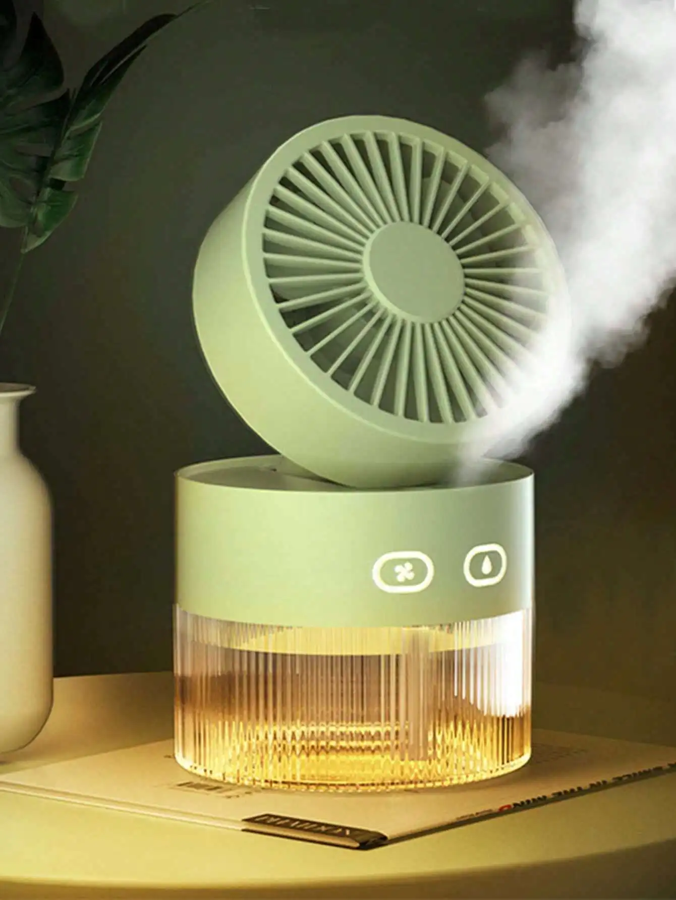 Mini Cooling Fan With Mist, Air Conditioning And Humidification  For Desktop, Office, Quiet And Portable