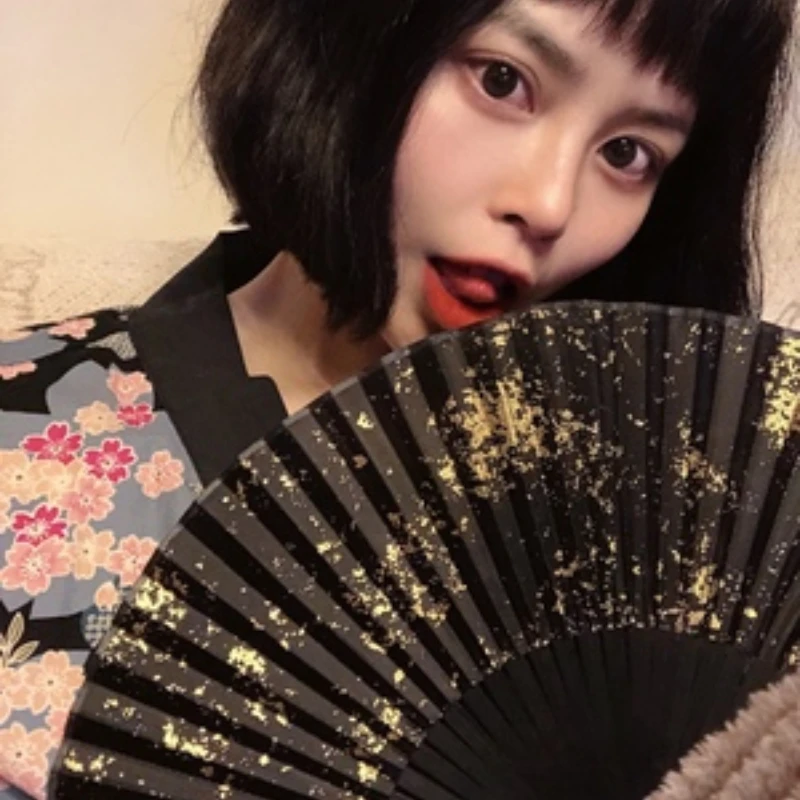 Chinese fan 6 inch sprinkled gold and silver silk women's retro style Hanfu folding classical photography summer female