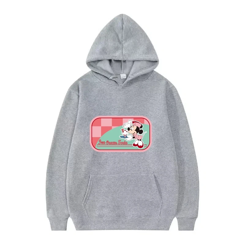 ديزني ميكي ماوس نمط امرأة جيوب فضفاضة رمادي الخريف 90s بلايز الملابس البلوفرات السيدات رخيصة Y2k هوديس بلوزات #1