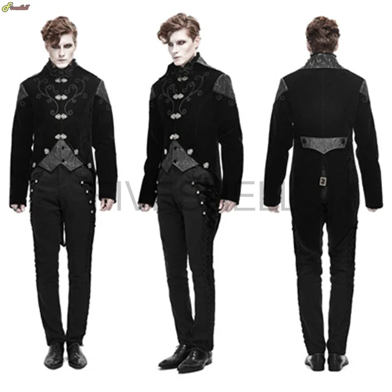 Mens Medieval Steampunk Deluxe Tuxedo Jacket  Renaissance Retro  Edwardian Trench Prince Cosplay Costume Coat