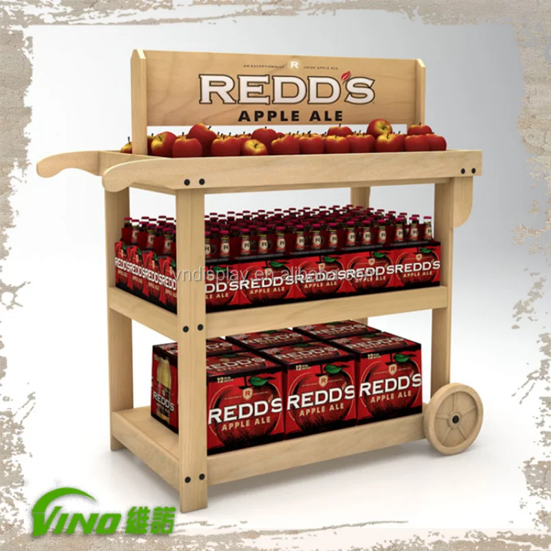 custom.3--Layer beverage display rack , wood plate display rack , wooden wine racks display stand shop