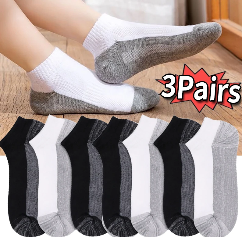 Chaussettes d'été fines pour hommes, respirantes, de haute qualité, décontractées, unisexes, à couleurs contrastées, tricotées, pour le sport et la course, coupe basse, courtes