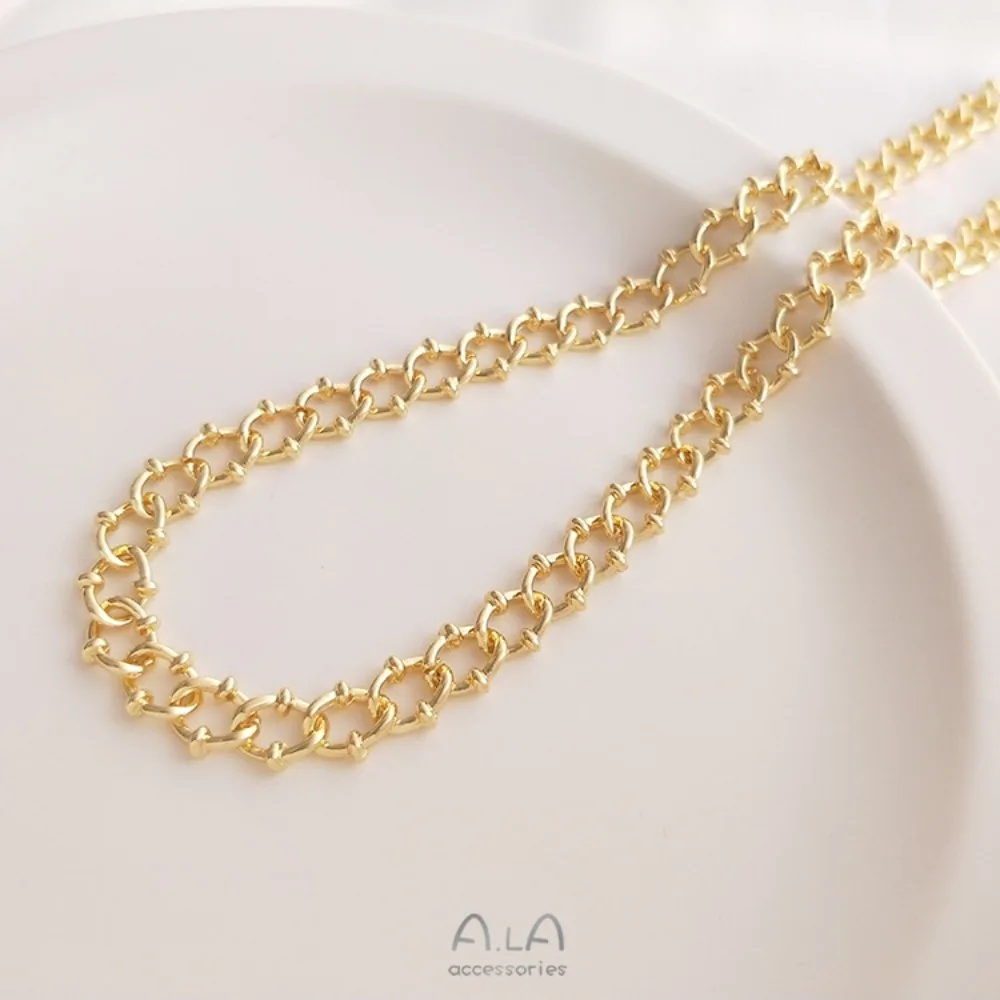 14K الذهب اللون جديد QQ سلسلة الأوروبية والأمريكية الرجعية الخام خام سلسلة سوار ذاتي الصنع قلادة مجوهرات اليدوية سلسلة فضفاضة