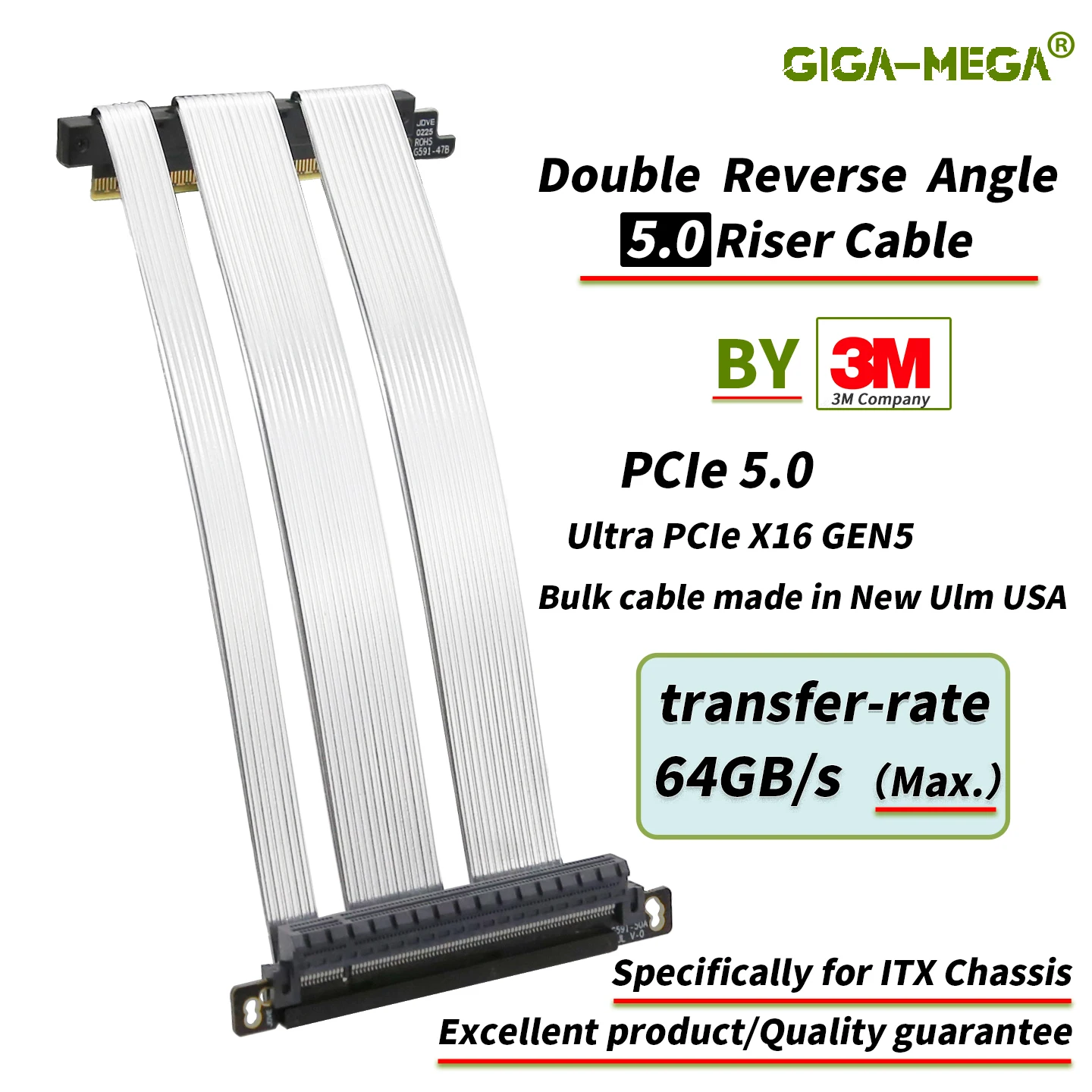 

Кабель Riser Ultra PCIe 5.0 X16 [RTX5090 RTX5080 RTX4090] Экранированное высокоскоростное вертикальное крепление для игр PCI Express Gen5