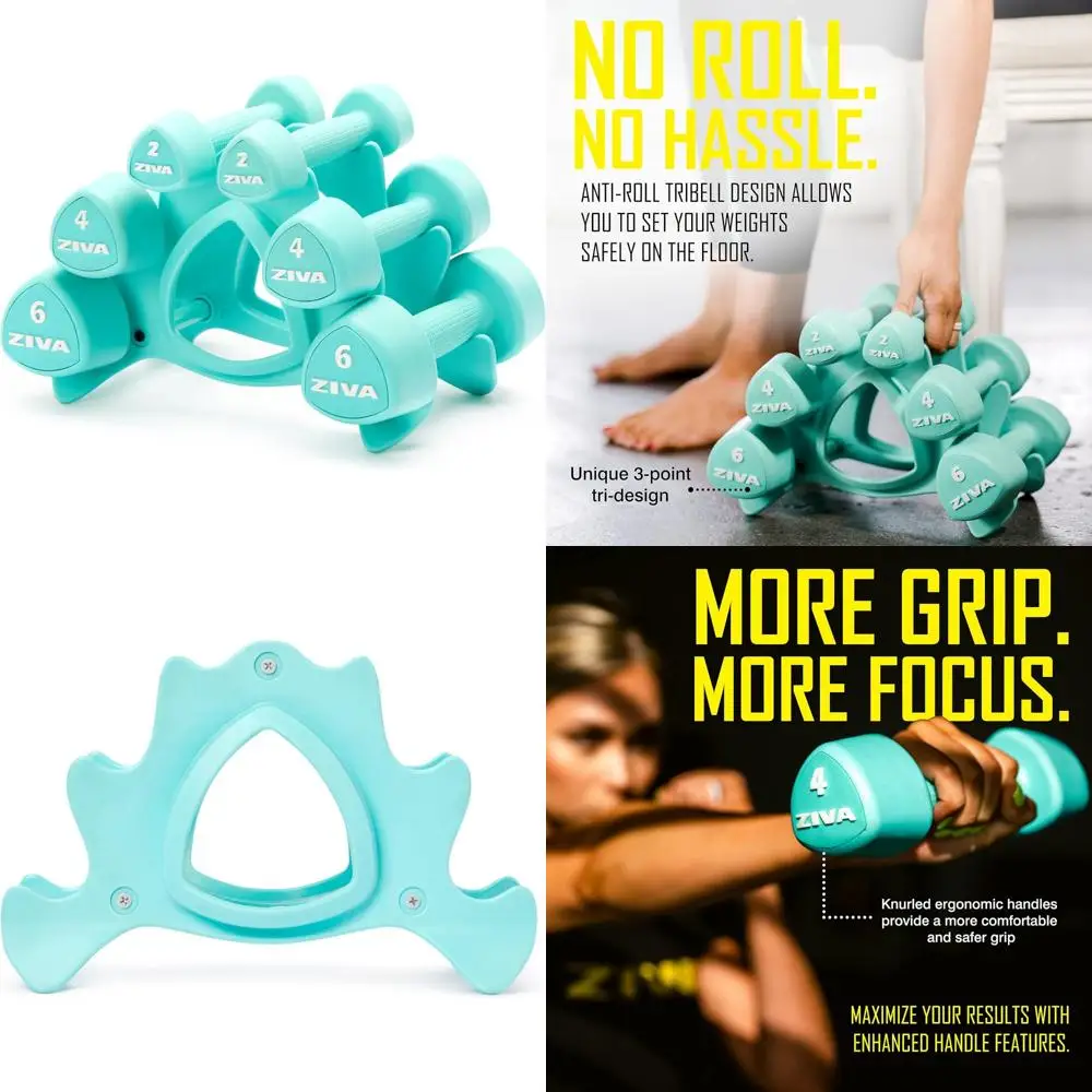 Mancuernas ZIVA RPU Tribell - Pesas recubiertas de uretano de alta calidad con agarre cómodo y núcleo de acero - Juegos de 2 a 20 lb