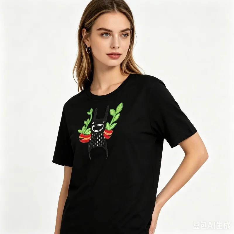 Women's Cute Bunny T-shirt, Funny Lollipop Graphic Tee, Black and White Options