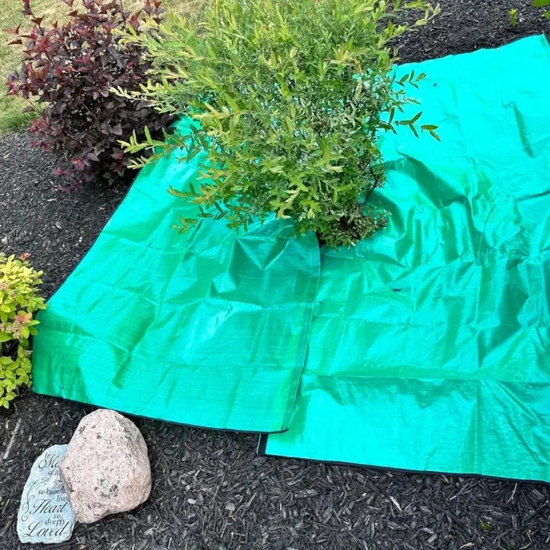 WXTC Garden Shrub Trimming Catcher 78.7"x78.7" Easy Fastening Landscape Tarp with 4 Corner Buckles for Leaf Collection