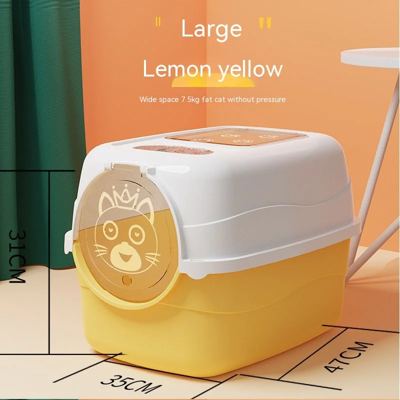 

Fully Enclosed Cat Litter Box Splash-Proof Pet Cleaning Kitten Potty Toilet Plastic Toilet Tray Cat Litter Box Odor Isolation