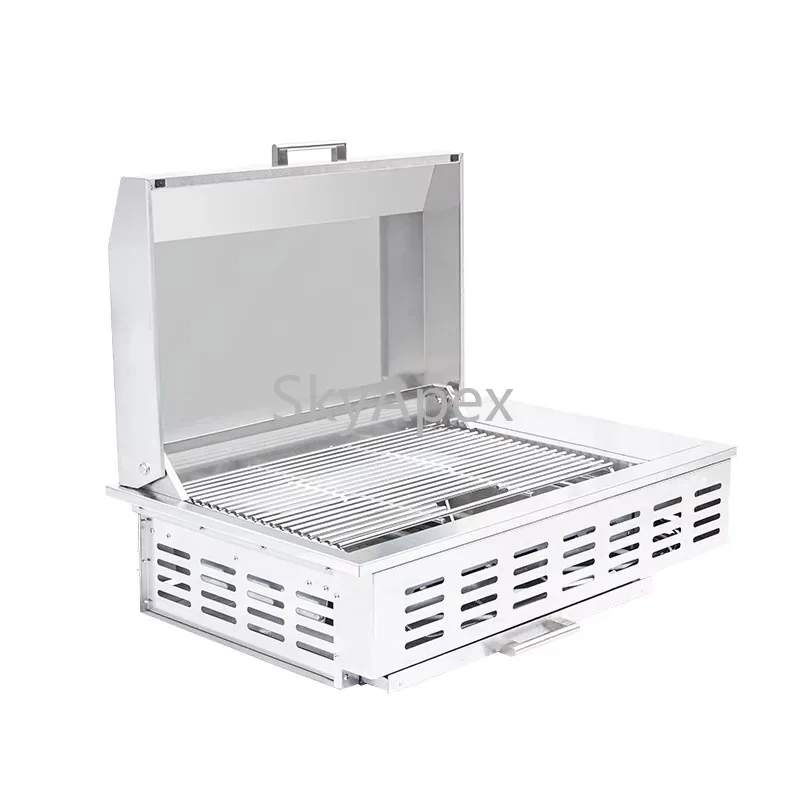 

304 Stainless Steel High End Built In Gas BBQ Grill 5-Burner Auto Ignition Heat Control AntiScald Handle Patio Party Cooking