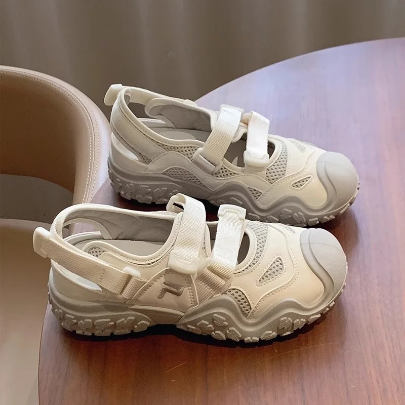 

Thick Soled Breathable Toe Cap Sandals Summer Hollow Mesh Women's Casual Shoes, Soft Soled Lightweight Lazy Shoes tenis de mujer