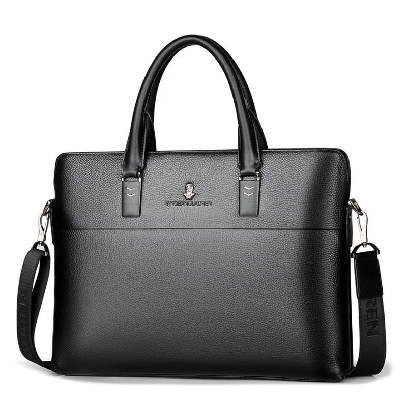 

high quality Men's single-shoulder bag casual business laptop bag genuine leather cowhide business trip handbag crossbody bag