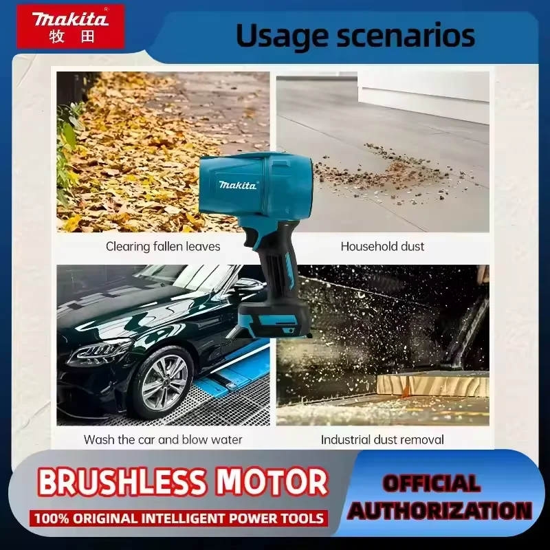 Makita-ventilador violento de 18V, 30000RPM, Turbo Jet, plumero de aire eléctrico, velocidad del viento, Turbo recargable con herramienta de limpieza ligera para coche