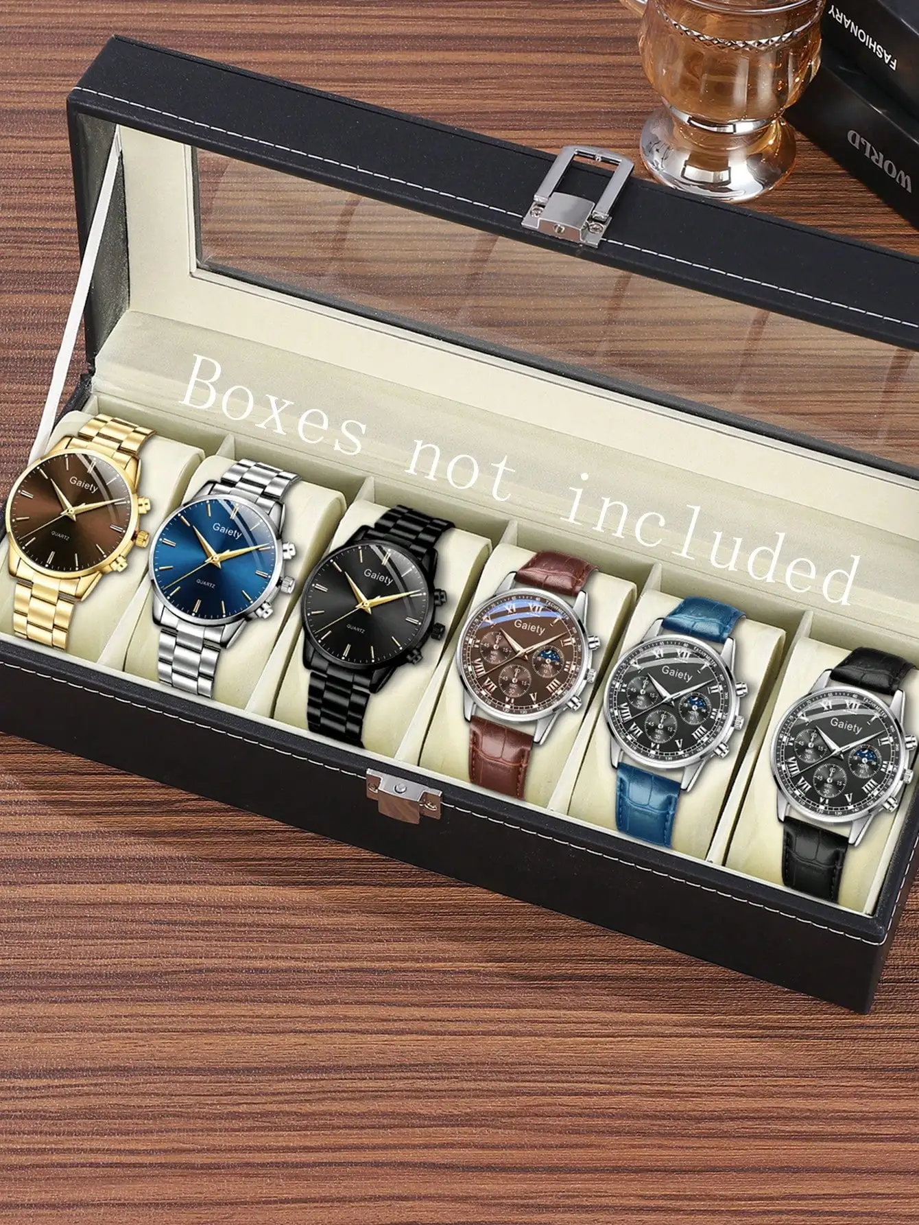 

Коллекция мужских кварцевых часов из 6 предметов - ремешки из нержавеющей стали и кожи, подходят для делового и повседневного стиля.