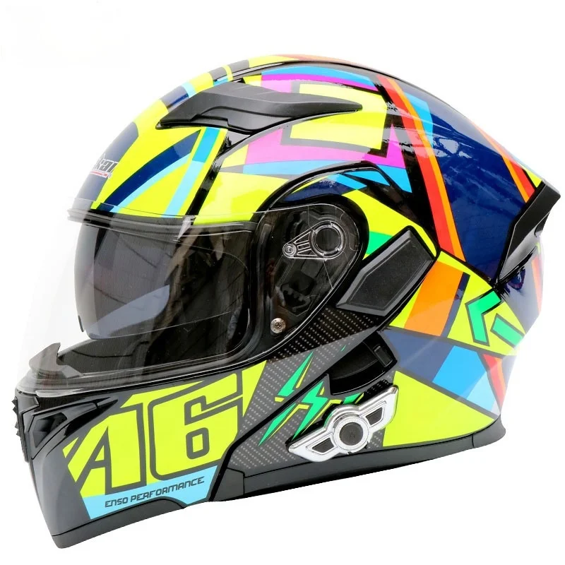 Kuqibao double lens uncovered helmet motorcycle helmet with built-in Bluetooth racing locomotive riding safety helmet