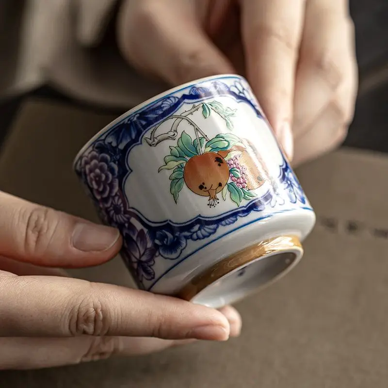 Blue and White Porcelain Kung Fu Tea Cup Master Cup Japanese Zen Style Small Tasting Cup for Women Personal SingleCupHome Office