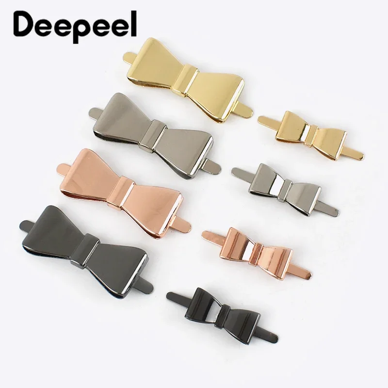 10Pcs Deepeel Metal Bow-knot Buckles Shoes Handbag Leather Crafts Clasps Clothes Decor Labels DIY Luggage Hardware Accessories