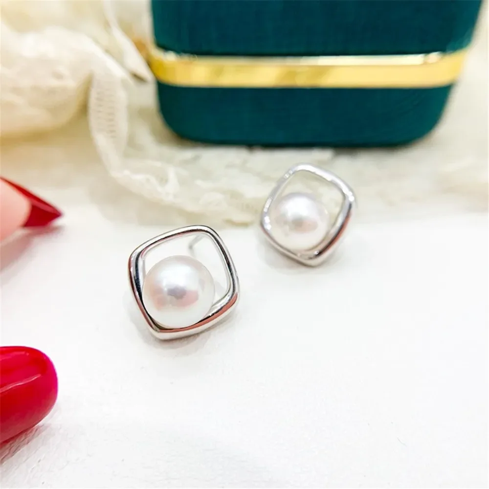 925 Silver Pearl Beads Stud Earrings Setting Base Diy Jewelry Making Findings&Components No Pearl E058