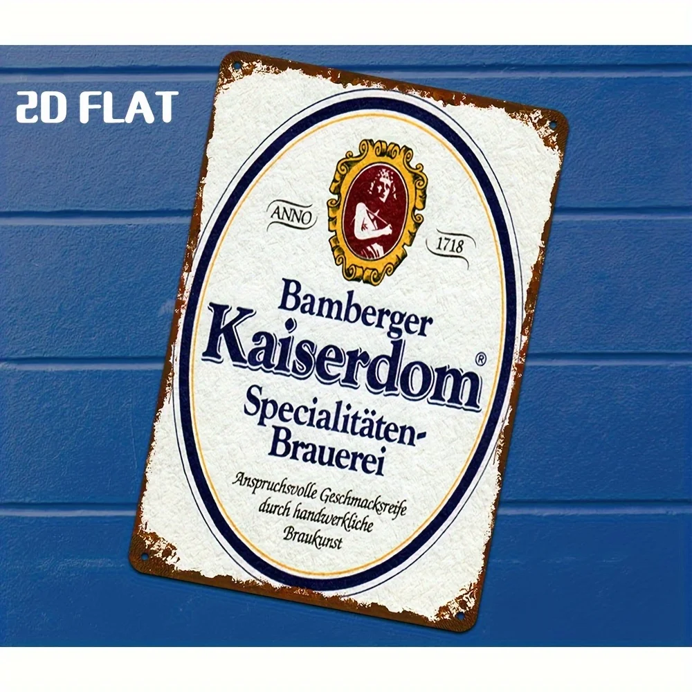 لوحة حائط معدنية مسطحة ثنائية الأبعاد لمصنع الجعة البافارية العتيقة - لافتة شعار البيرة الألمانية من بامبرج (20.32 × 30.48 سم) - حديد ألماني مطبوع بالأشعة فوق البنفسجية