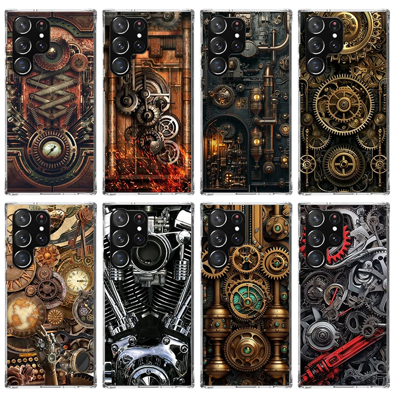 Steampunk Gear Mechanical Phone Case for Samsung Galaxy S24 S23 S22 Plus S21 FE S20 Ultra S10 S10E S9 S8 + Soft Cover Print Fund