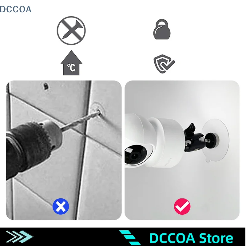 Stainless Steel No-Drill Adhesive Mount, M6 Screw Base With 1/4" Interface For Mobile Surveillance Camera Bracket Easy Install