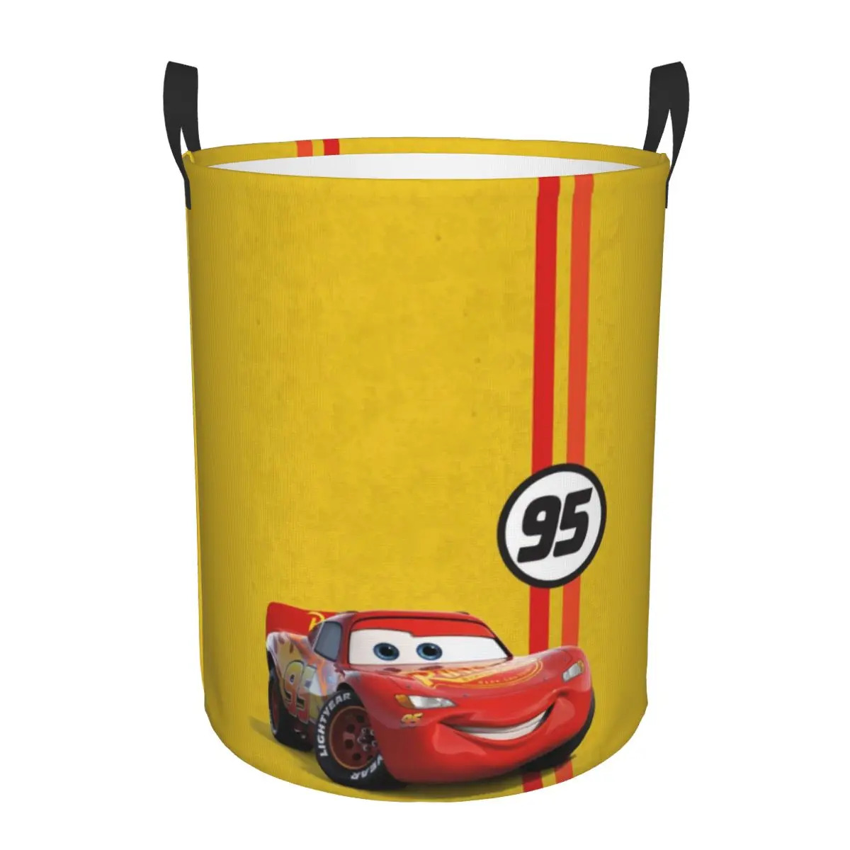 

Breathable Round Laundry Hamper Disney Pixar Cars Single-Layer Dirty Clothes Basket with Easy-Care Fabric for Home Organization