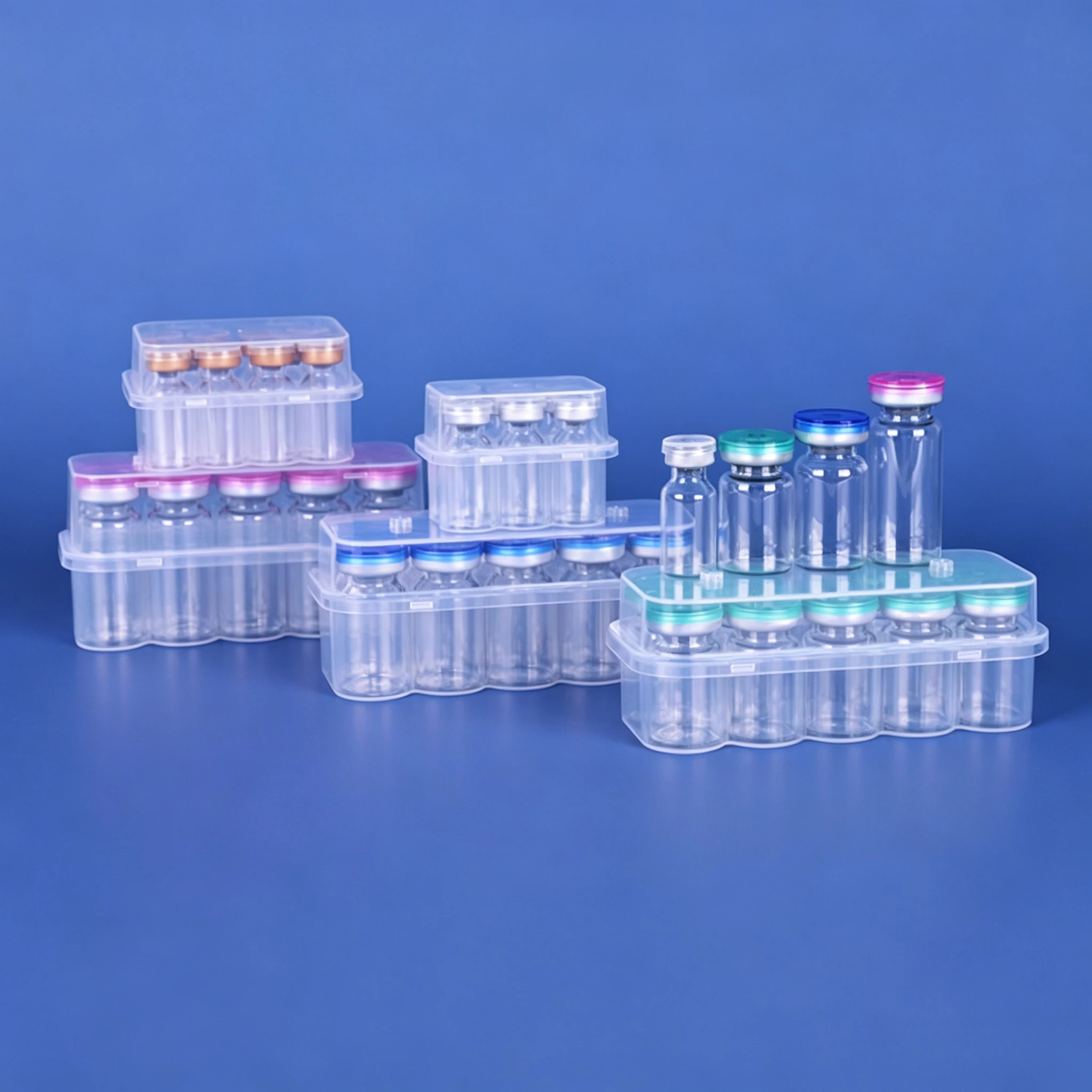 1/3/5/10pcs 2Slot Vial Storage Case Stackable Plastic Microtube Storage Box Clear Freezer Tube Box Diabetic Supplies
