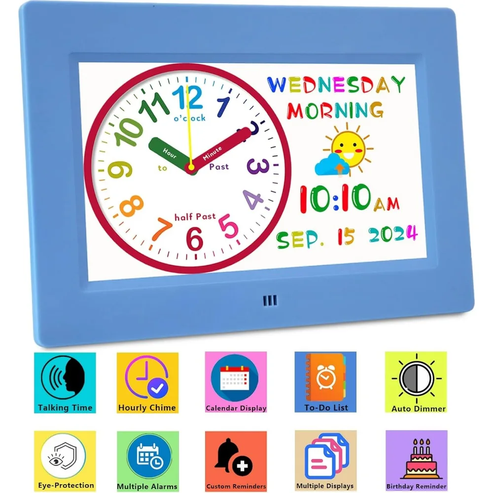 ساعة تعليمية رقمية مع وقت التحدث، 24 منبهًا، وعرض التقويم وجهاز تحكم عن بعد - سهلة كهدية عيد ميلاد للأطفال #5