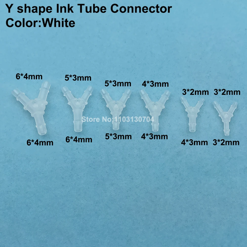 20PCS UV Solvent Printer Y Shape Ink Tube Connector 3X2mm 4X3mm 5X3mm 6X4mm Hose Pipe Y Joint Tubing Adapter Plastic White Black