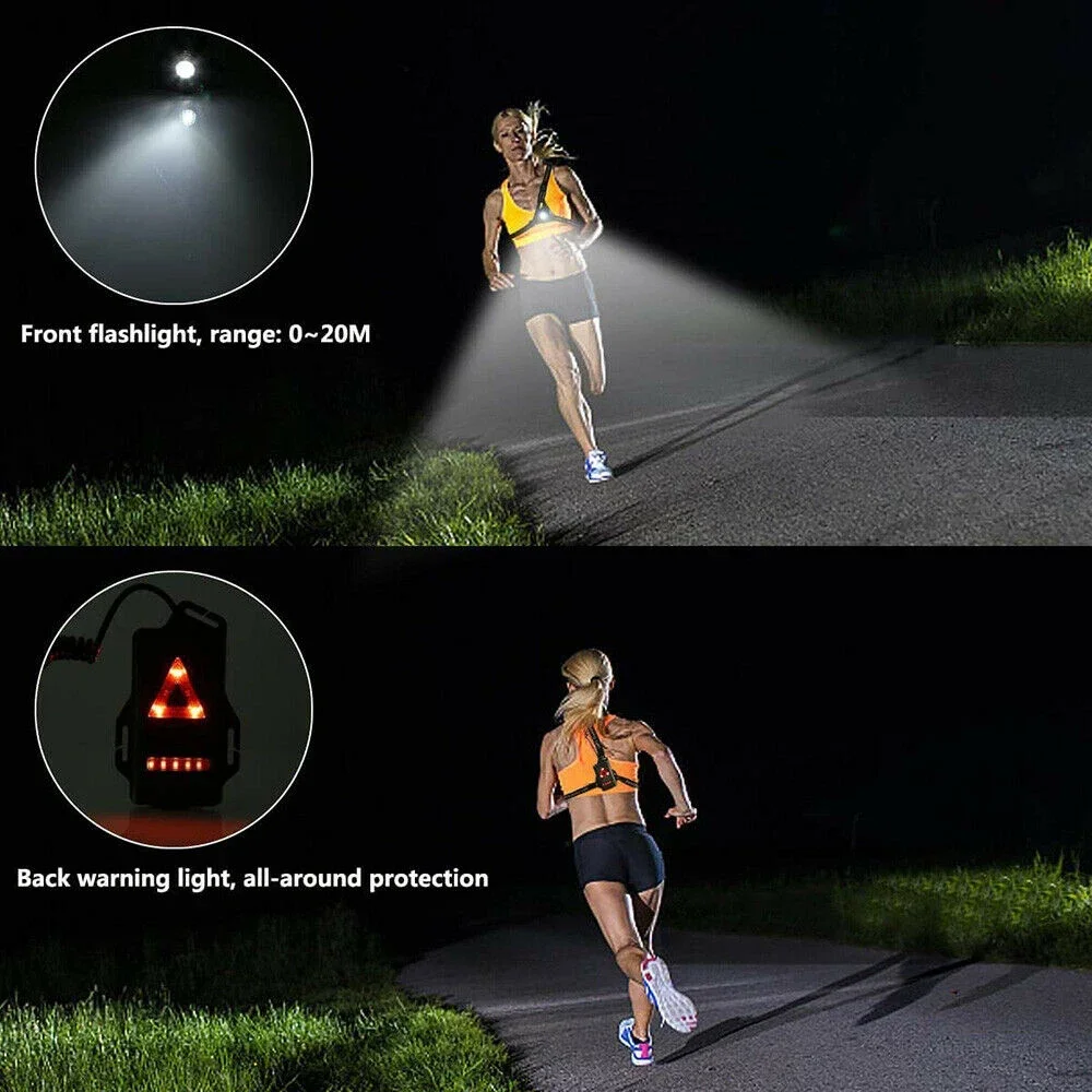 Esporte ao ar livre Luzes Running, Jogging Chest Lâmpada LED, USB Charge, Lanterna noturna, Tocha de segurança ciclismo, luz de advertência