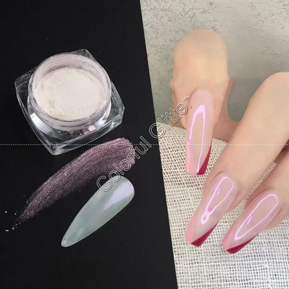 5 Colors Pearl White Aurora Pigment Borealis Moonlight Mirror Glitter Dust Pigment Powders for DIY Gel Nail Art Polish Makeup image 2