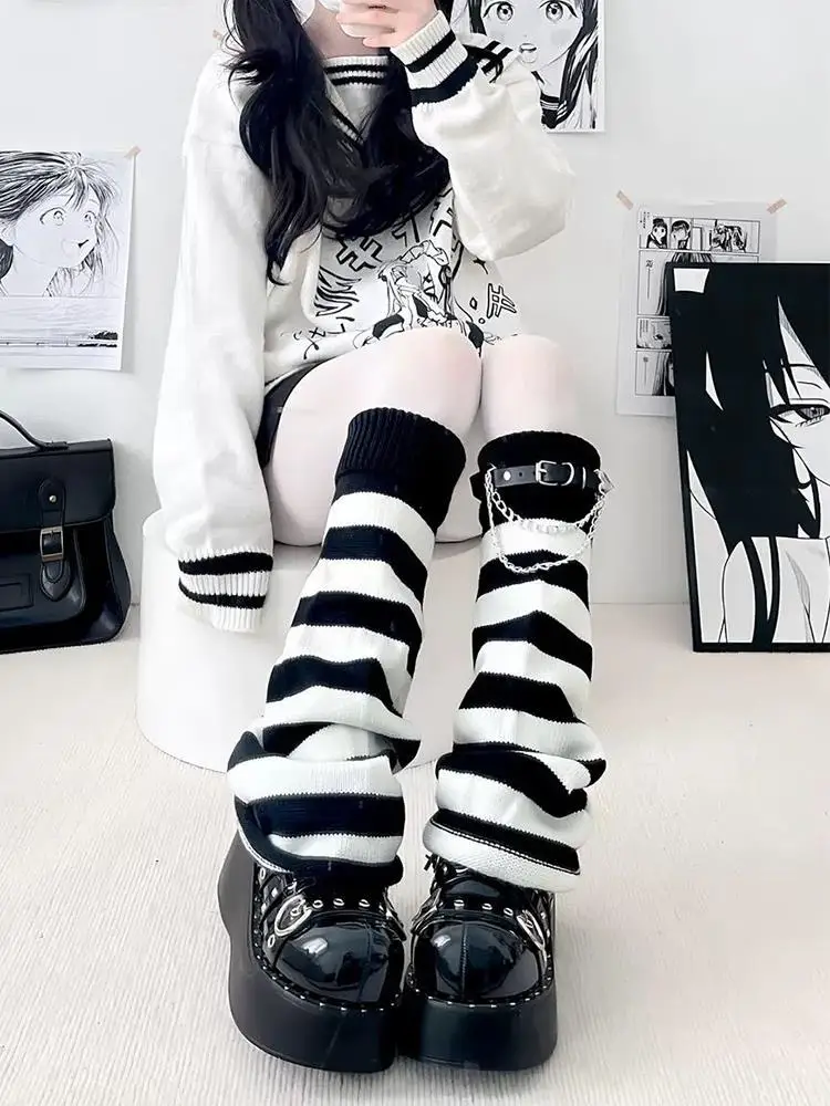 

Вязаные носки в стиле Лолиты с цепочками, женские гетры, эластичные ботинки, гетры, вязаные носки для косплея, женские носки с кучей