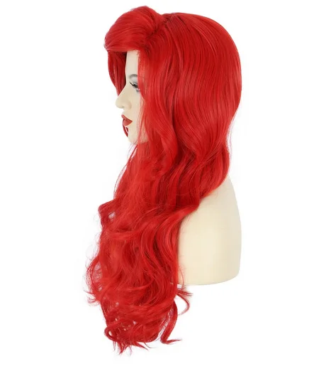 Women Long Wavy Red Wigs Halloween Cosplay Party Costume Cos Ariel Wig Synthetic Hair