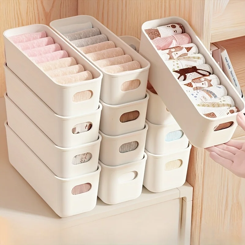 10pcs White Plastic Storage Boxes - Suitable for Drawer, Shelf, Wardrobe,Office, Bedside - Store Phone Cases JJ3303 JD