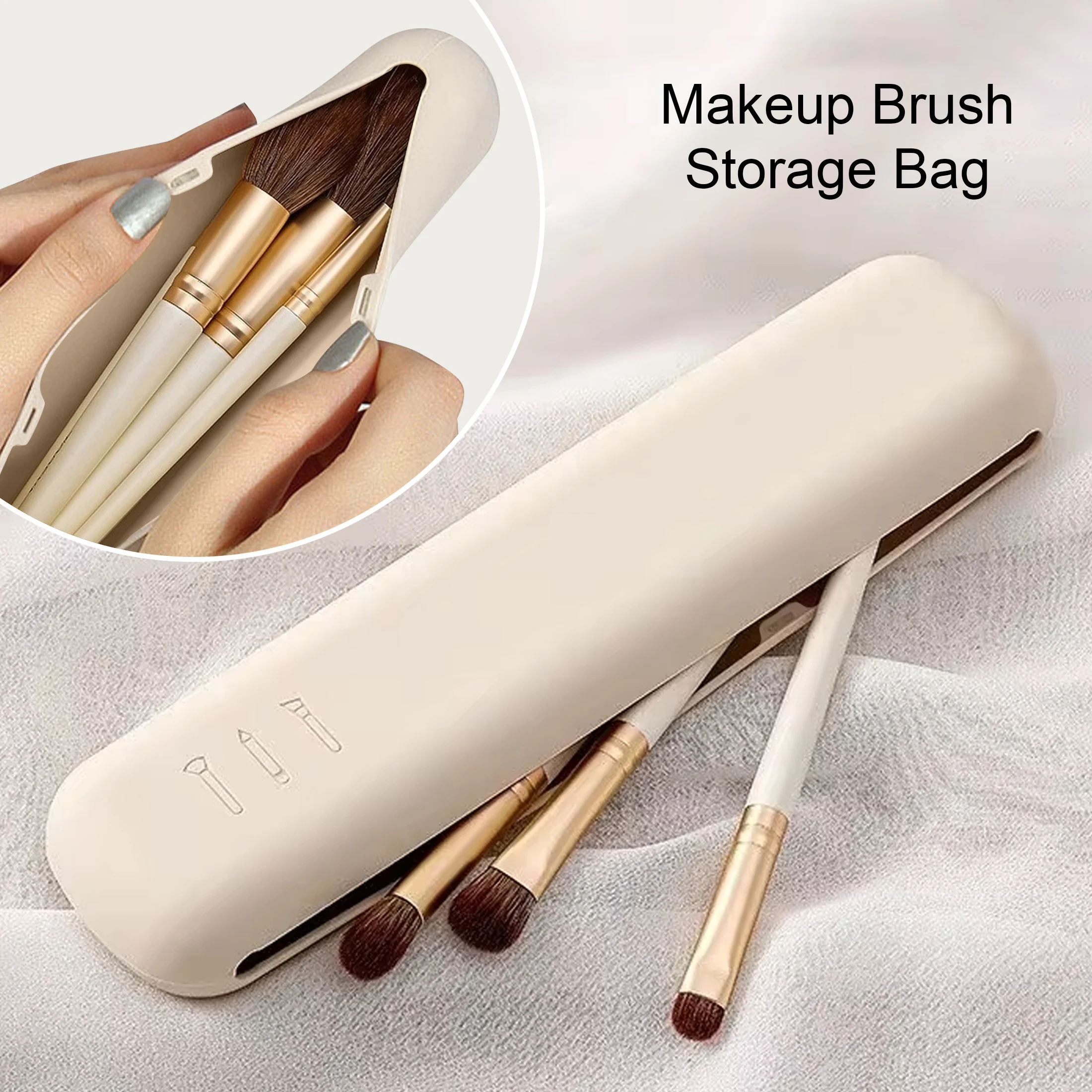 Makeup Brush Eyeshadow Brush Storage Set Dust-Proof Simple Portable Travel Bag Specific Silicone Brow Pencil Case