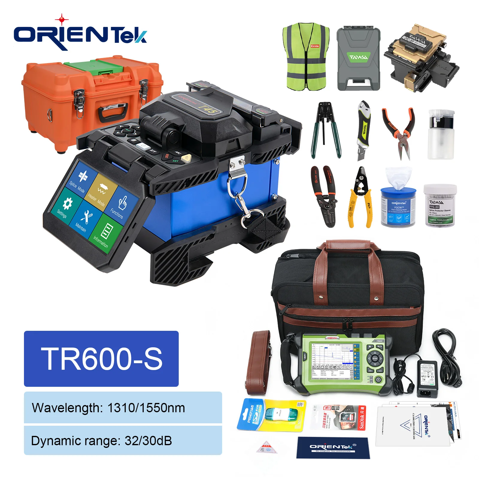 

OrienTek T45 Touch Screen Fuison Splicer +Extra Electrode , TR600 SM 1310/1550nm 32/30dB Built-in VFL Function From USA Stock