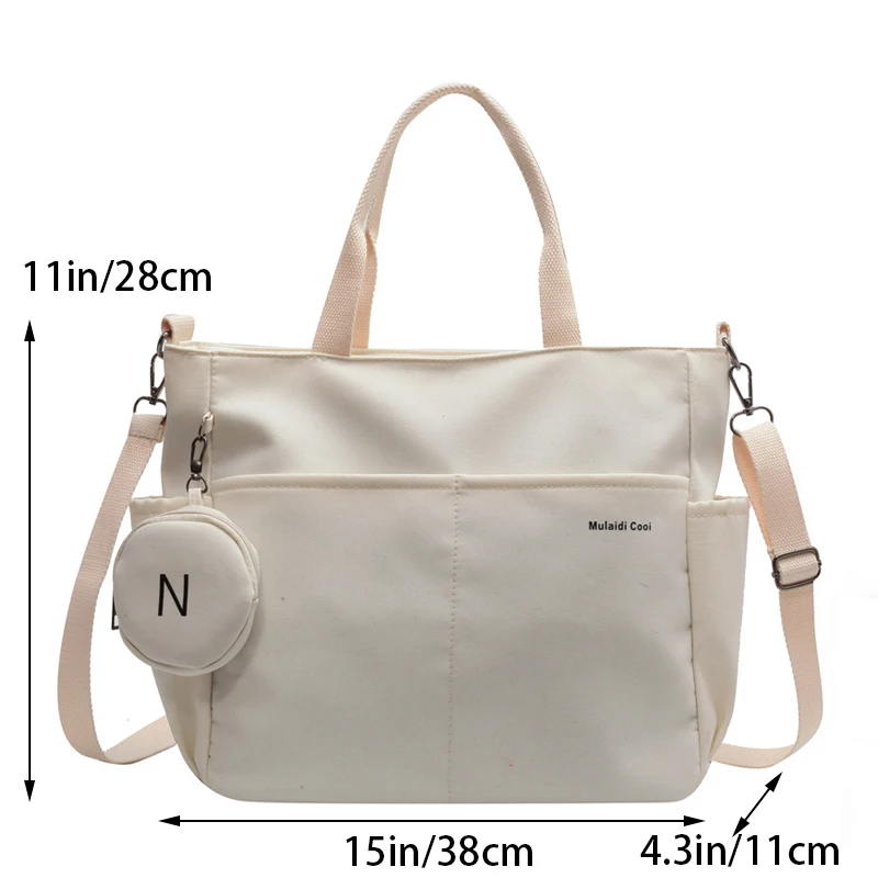 Travel Bag Set - Lightweight Large Capacity with Mini Purse Waterproof Handle Bag Women Preppy Student Satchels Nylon