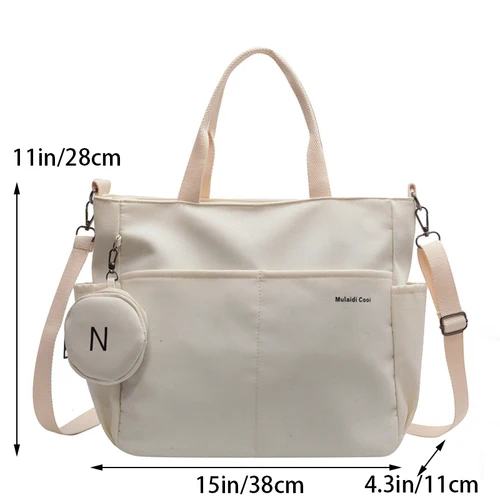 Imagen 2 del producto Conjunto de bolsa de viaje, ligera, de gran capacidad, con mini bolso, bolso con asa impermeable, carteras para estudiantes Preppy de nailon