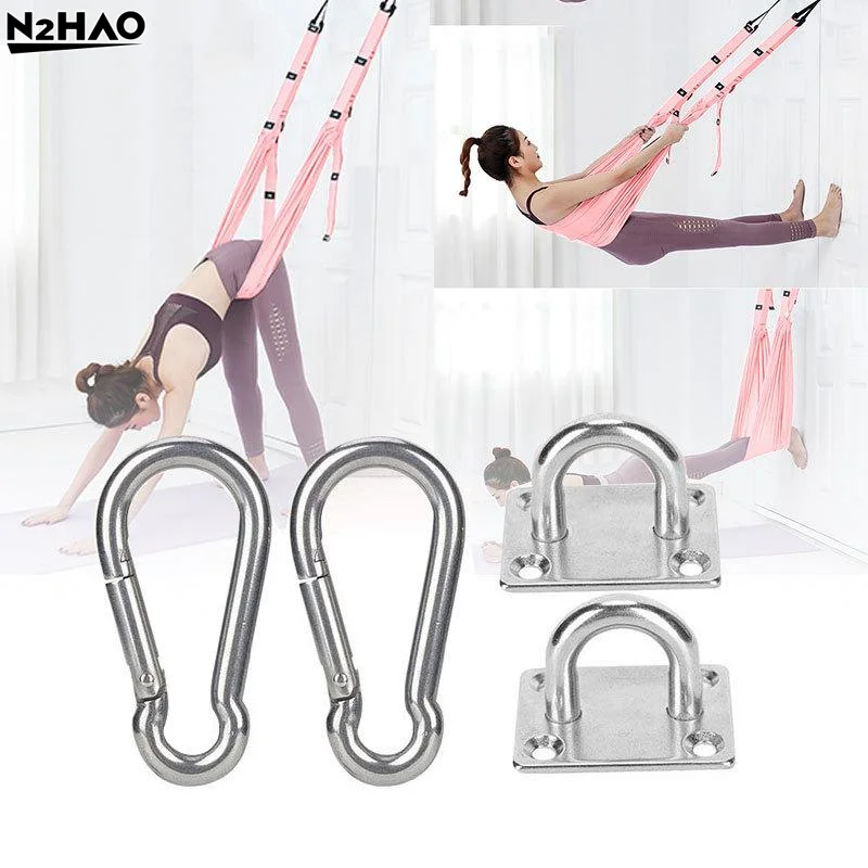2 Set Stainless Square Heavy Duty Ceiling Wall Mounted Hook For Yoga Swings Hammocks Hardware