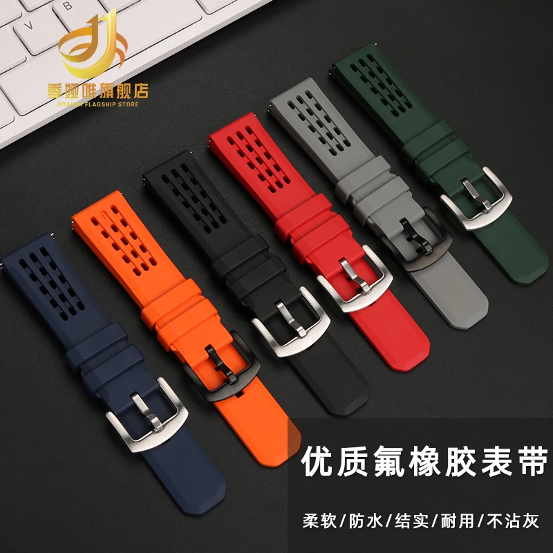 20mm 22mm New Fluorine Rubber Strap For Citizen Seiko Watch CA0695 AO9003 CA4500 Sao Orange BM8475 Waterproof Sport Watchband