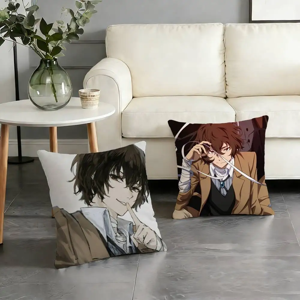 B-Bungo Stray O-Osamu Dazai Pillow Case for Sofa Living Room Home office Decor Protective Cover
