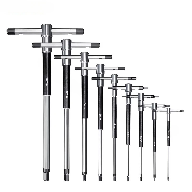 T/L Sliding Handle Hex Wrench Set Aluminum CRV Steel 2/2.5/3/4/5/6/8/10mm T25 Allen Key Kit MTB Road Bike Repair Tool