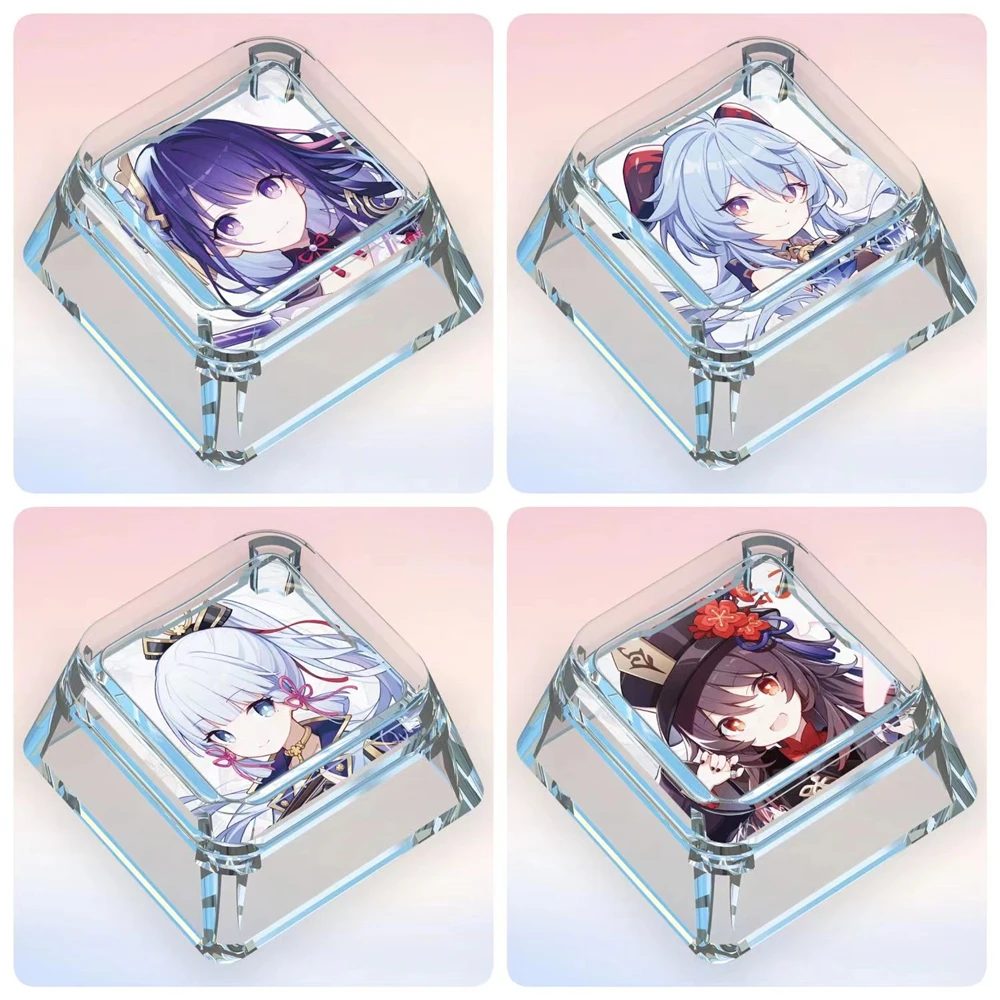 Custom Anime Game Transparent Keycap Personalised Genshin Impact Keycaps for Cherry MX Switch Mechanical Keyboard
