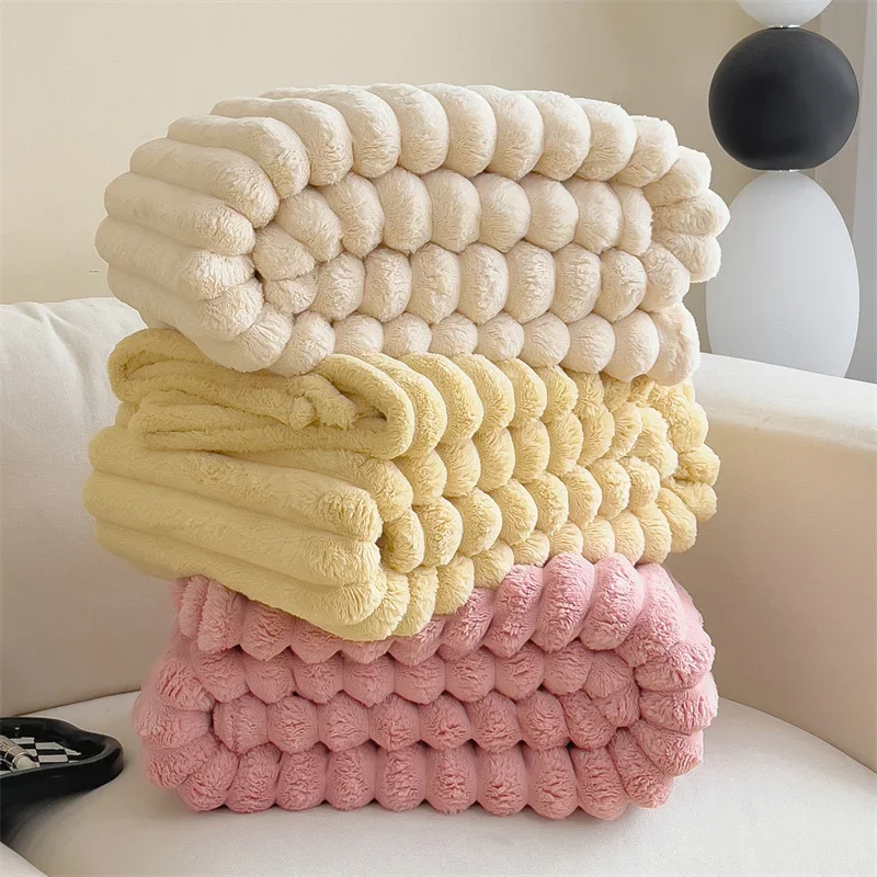 

Super Soft Blanket Flannel Bed Linen Warm Shawl Nap Blanket Solid Color Plaid manta Home Sofa Blankets (No Pillowcase)