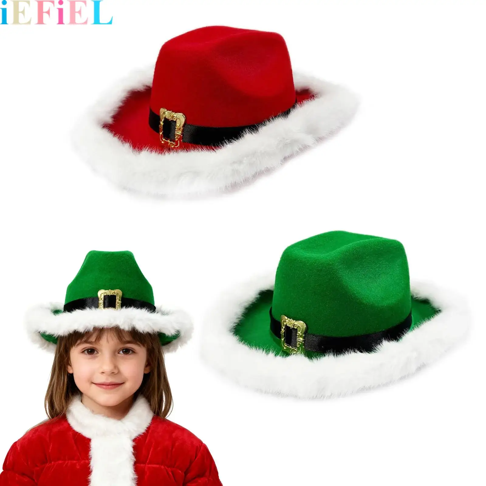 

Christmas Cowboy Hat Unisex Cowboy Hat for Boys Girls for Xmas Parties Costume Dress Up Supplies Cosplay Accessories