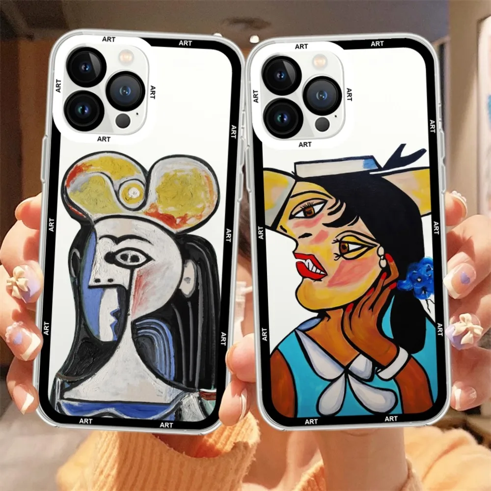 Famous Painting Picasso Abstract Art Phone Case For iPhone 11 12 Mini 13 14 15 Pro Max Transparent Shell