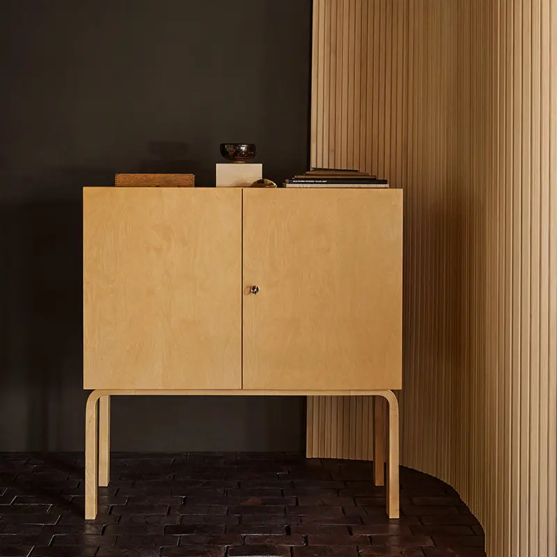 Nordic solid wood dining side cabinet designer replica home locker living room locker modern simple storage cabinet