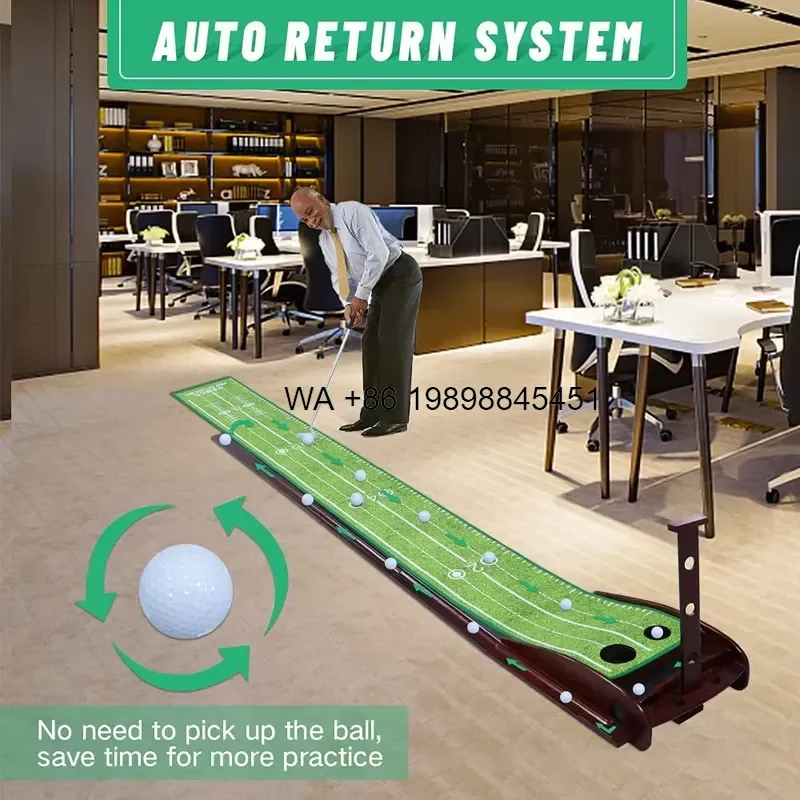 Wmwmnu for Factory Custom Practice Training Aid Equipment Automatic Return System Solid Wood Putter Green with Indoor