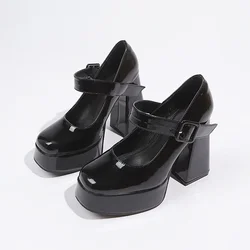Women High Heel Ankle Boots Autumn Design Sense of Temperament Platform Shoes Square Head Sexy Leather Boots Niche College Style